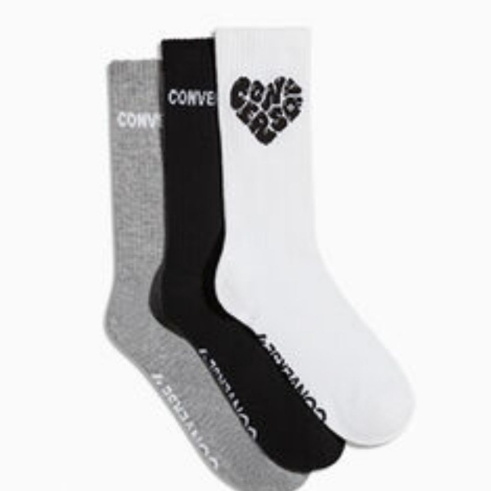 Converse 3-PK Half Cushion Love Heart Crew Sock
